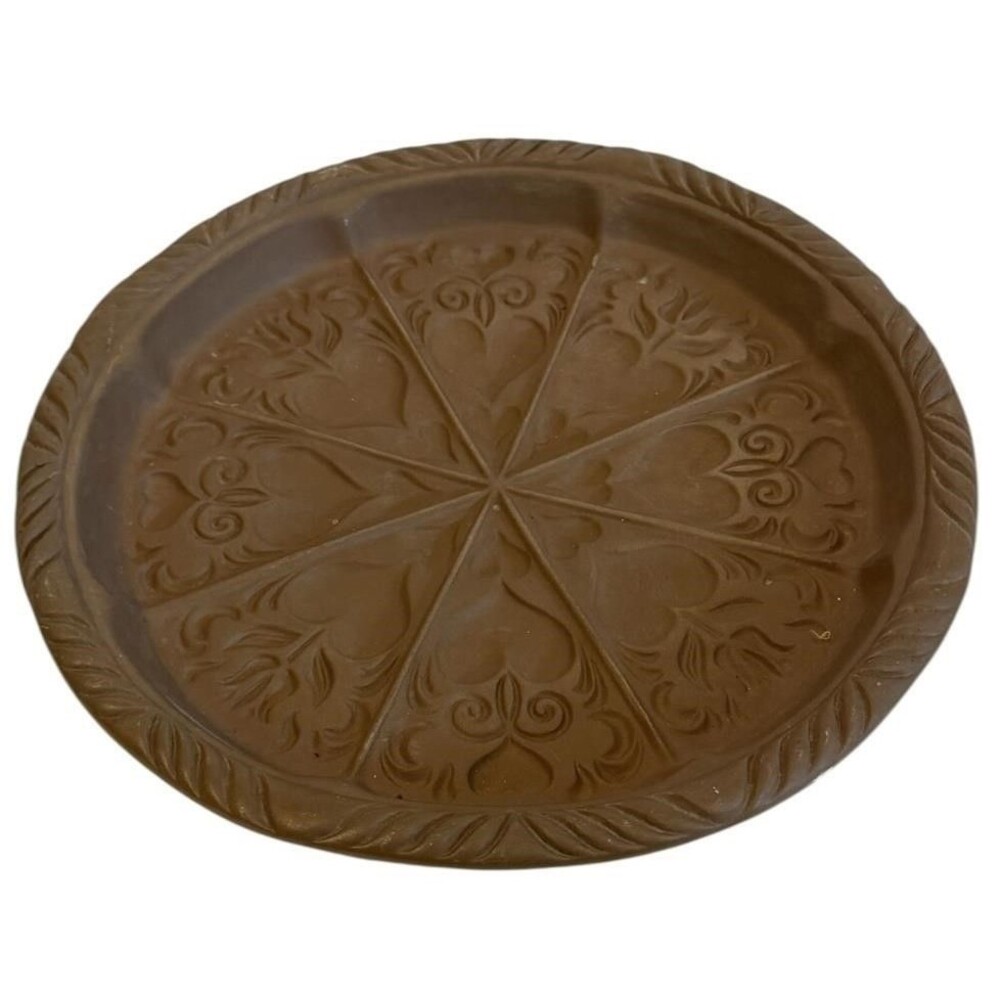 USA Vintage The Hartstone Shortbread Mold Hearts Design 10” Short Bread Clay Pan